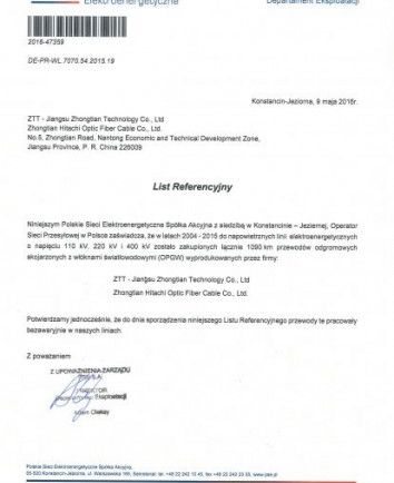 Polskie Sieci Elektroenergetyczne - List Referencyjny