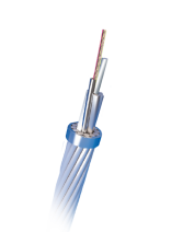 Dwuwarstwowy przewód OPGW z jednostką optyczną ze stali nierdzewnej i drutami ACS.